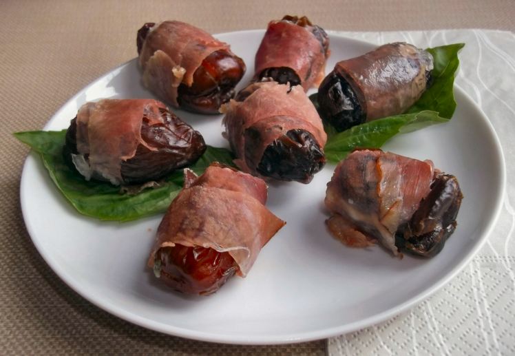 Bleu Cheese Stuffed Dates Wrapped in Prosciutto